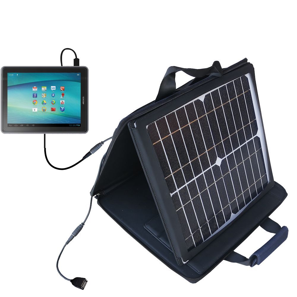 SunVolt Solar Charger compatible with the Archos 97 Carbon and one other device - charge from sun at wall outlet-like speed
