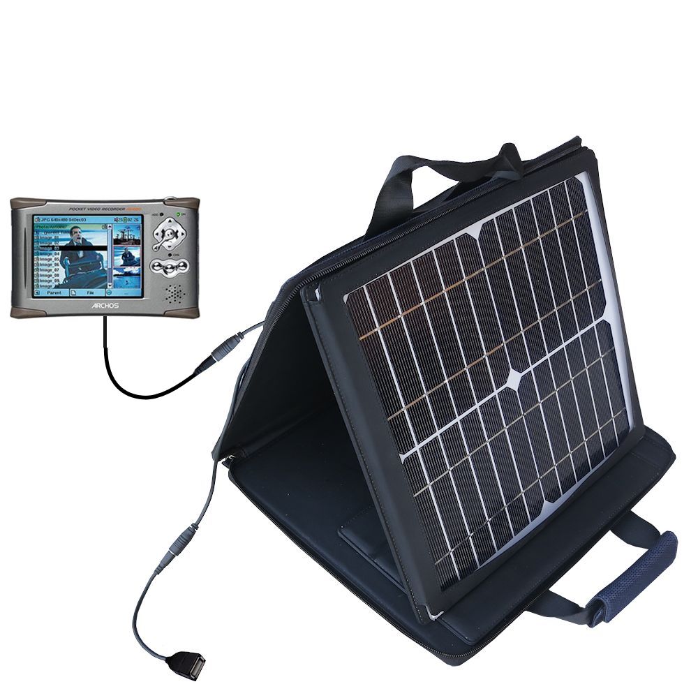 SunVolt Solar Charger compatible with the Archos AV400 AV410 AV420 AV440 AV480 Series and one other device - charge from sun at wall outlet-like speed