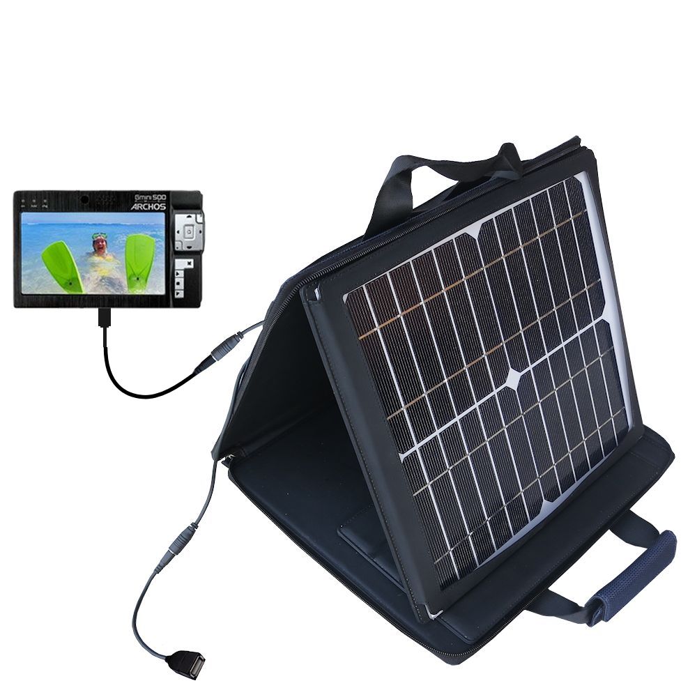 SunVolt Solar Charger compatible with the Archos Gmini 500 and one other device - charge from sun at wall outlet-like speed