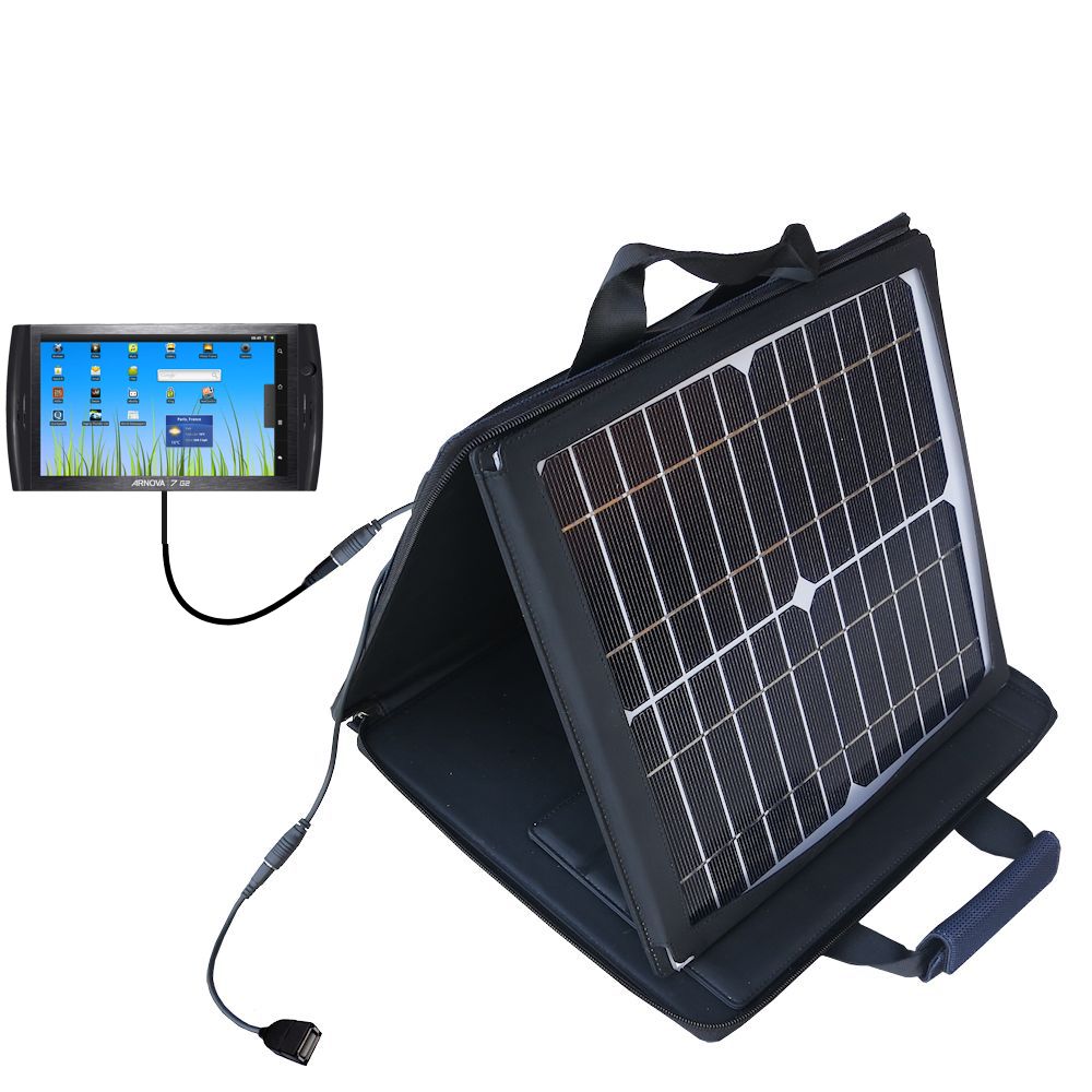 SunVolt Solar Charger compatible with the Arnova 7 / 7b / 7c / 7d / 7f / 7h G3 and one other device - charge from sun at wall outlet-like speed
