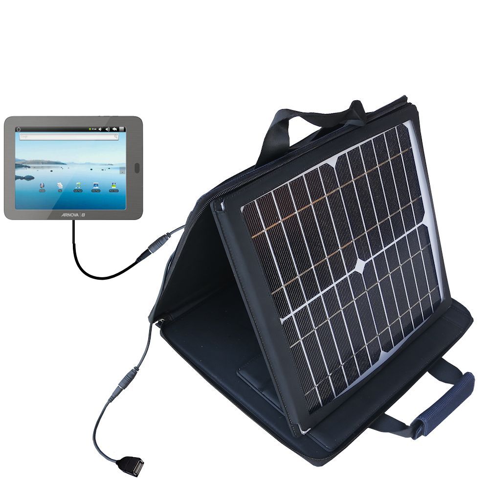 SunVolt Solar Charger compatible with the Arnova 8 / 8c G3 and one other device - charge from sun at wall outlet-like speed