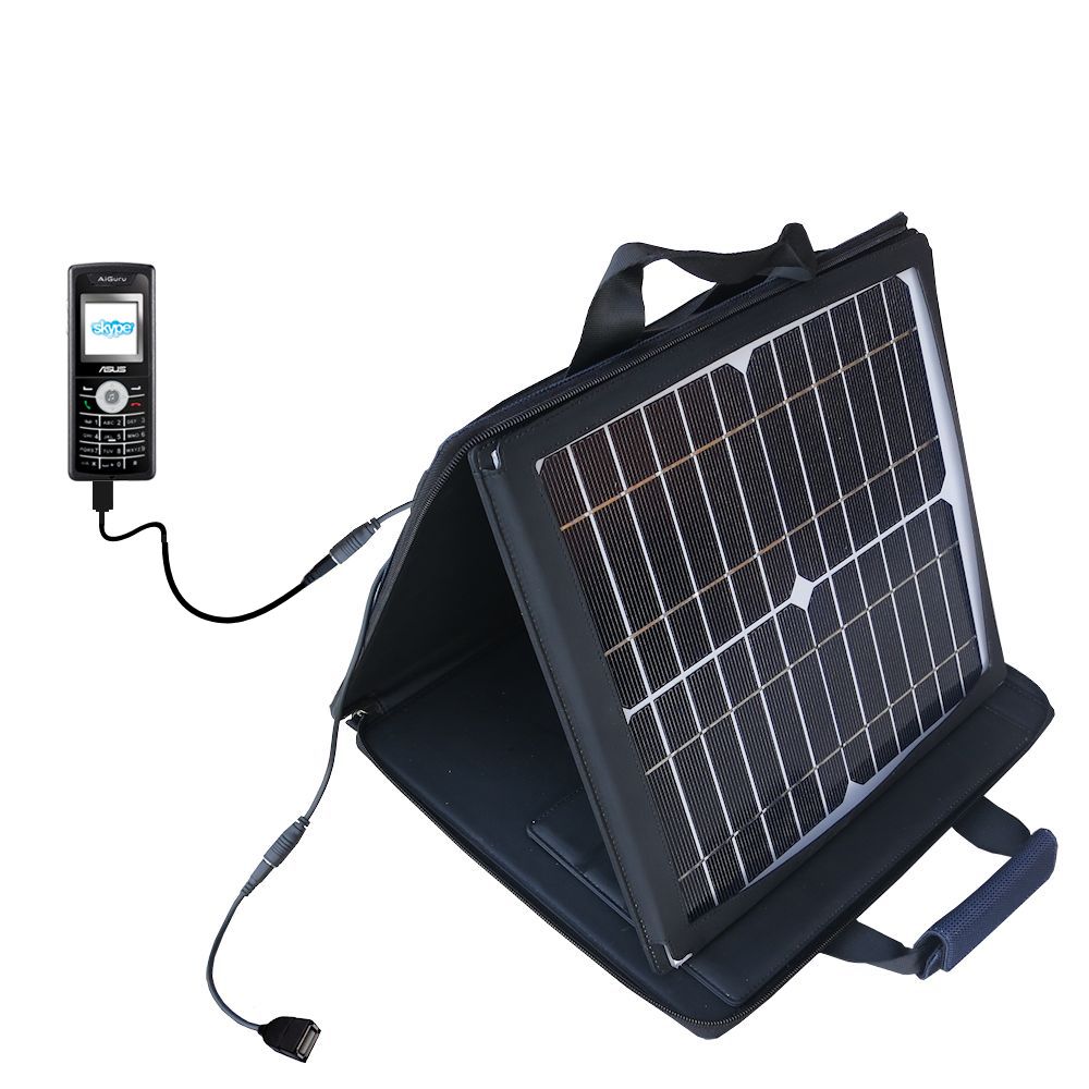 SunVolt Solar Charger compatible with the Asus AiGuru S2 Skype Phone and one other device - charge from sun at wall outlet-like speed
