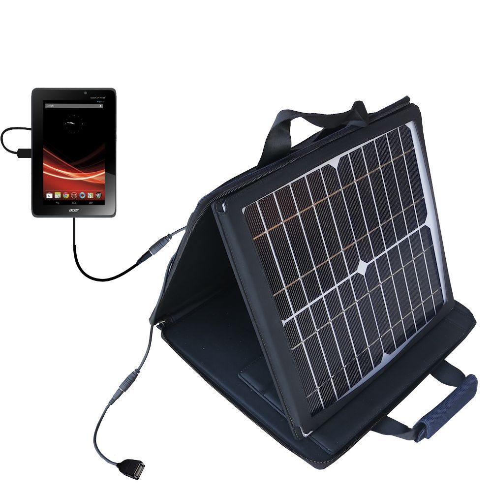 SunVolt Solar Charger compatible with the Asus Iconia Tab A110 and one other device - charge from sun at wall outlet-like speed