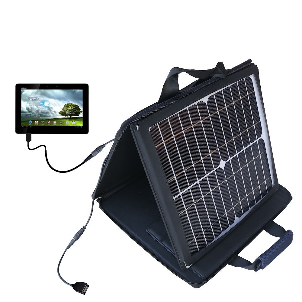 SunVolt Solar Charger compatible with the Asus MeMo Pad Smart 10 and one other device - charge from sun at wall outlet-like speed