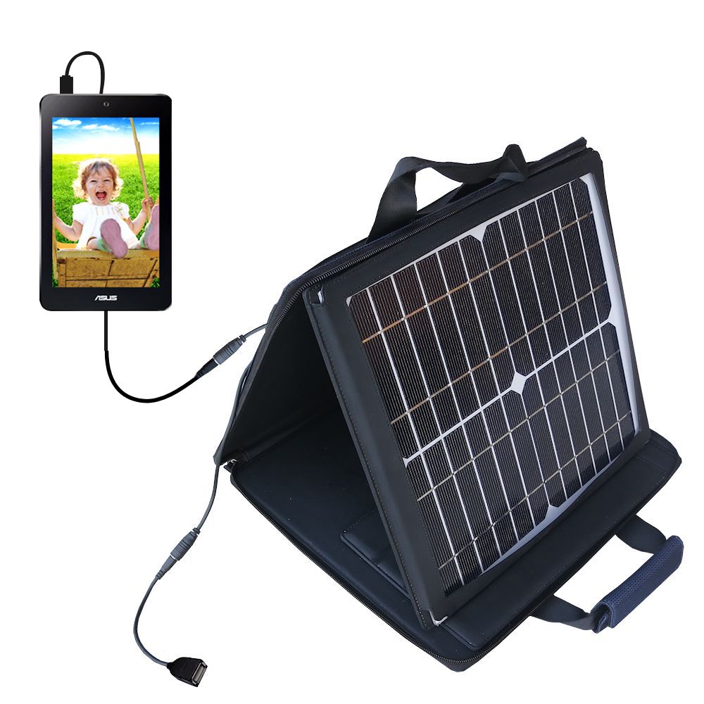 SunVolt Solar Charger compatible with the Asus MeMOPad HD 7 inch and one other device - charge from sun at wall outlet-like speed