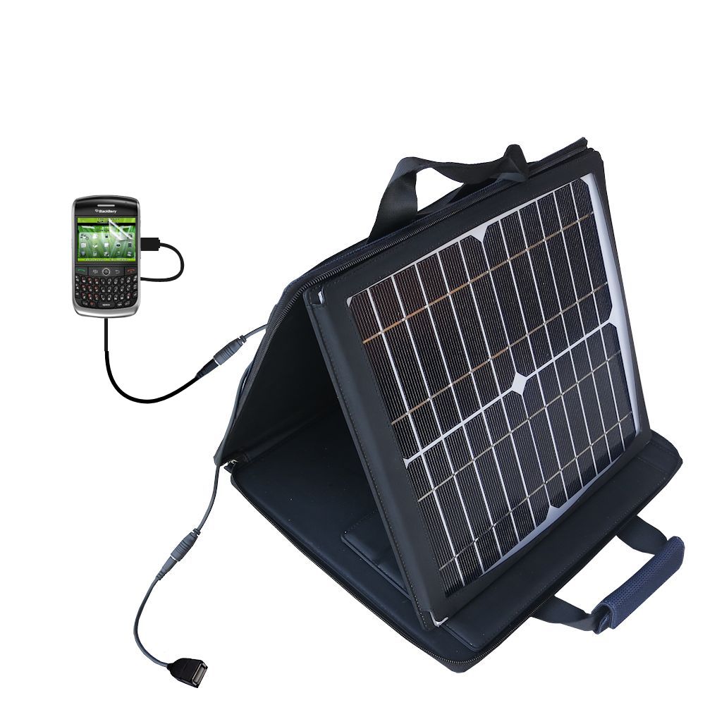 SunVolt Solar Charger compatible with the Blackberry Curve 8930 and one other device - charge from sun at wall outlet-like speed