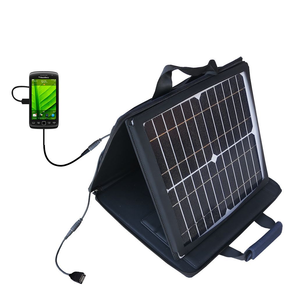 SunVolt Solar Charger compatible with the Blackberry Touch 9860 and one other device - charge from sun at wall outlet-like speed