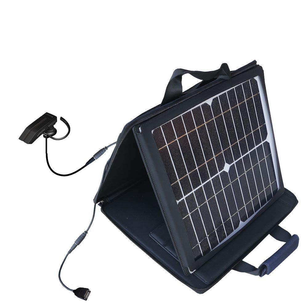 Gomadic SunVolt High Output Portable Solar Power Station designed for the BlueAnt T1 Rugged Headset - Can charge multiple devices with outlet speeds
