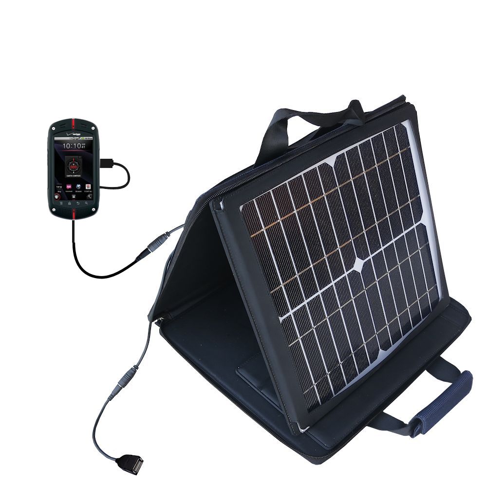 SunVolt Solar Charger compatible with the Casio GzOne Commando and one other device - charge from sun at wall outlet-like speed