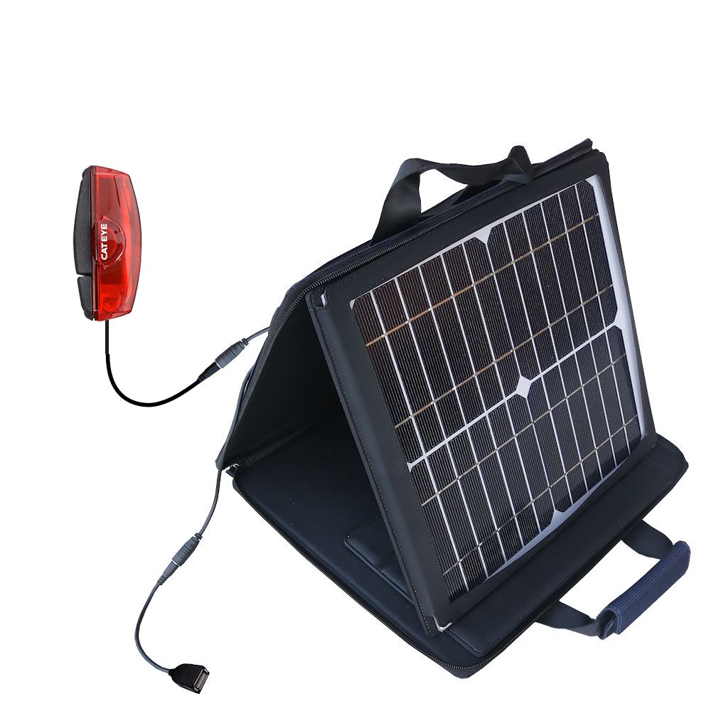 SunVolt Solar Charger compatible with the Cateye Rapid X TL-LD700-R and one other device - charge from sun at wall outlet-like speed
