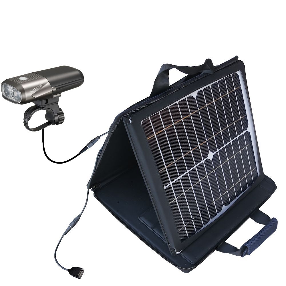 SunVolt Solar Charger compatible with the Cateye Volt 1200 HL-EL1000RC and one other device - charge from sun at wall outlet-like speed