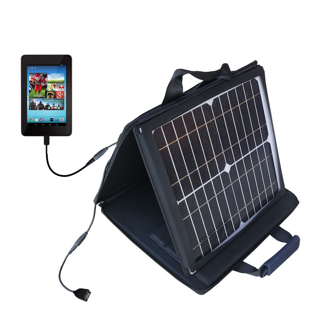 SunVolt Solar Charger compatible with the Chromo Inc Noria Slimx 7-9 and one other device - charge from sun at wall outlet-like speed