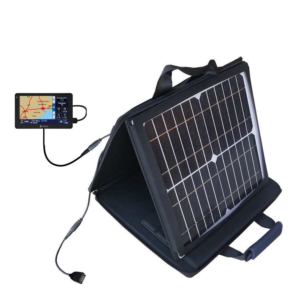 SunVolt Solar Charger compatible with the Cobra 5550 6000 7750 Pro HD PLT and one other device - charge from sun at wall outlet-like speed