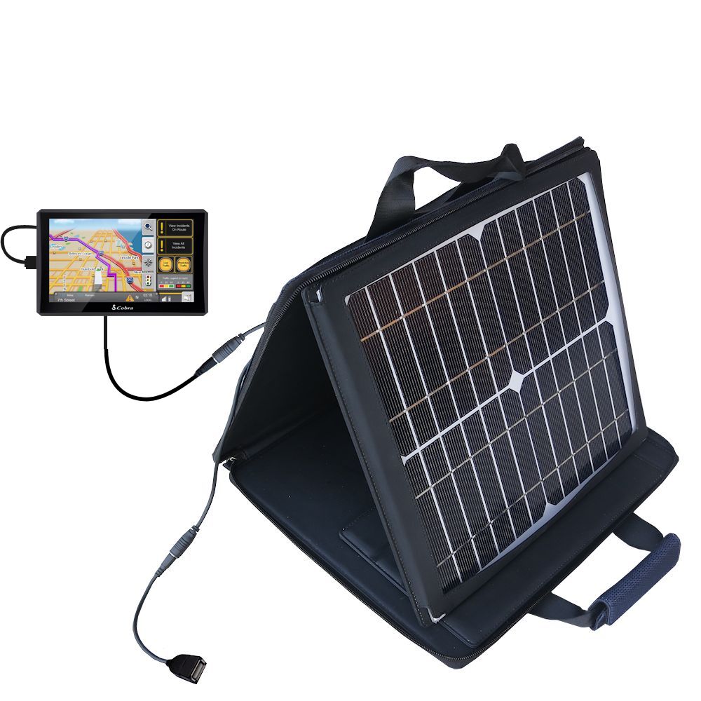 SunVolt Solar Charger compatible with the Cobra 8000 PRO HD and one other device - charge from sun at wall outlet-like speed