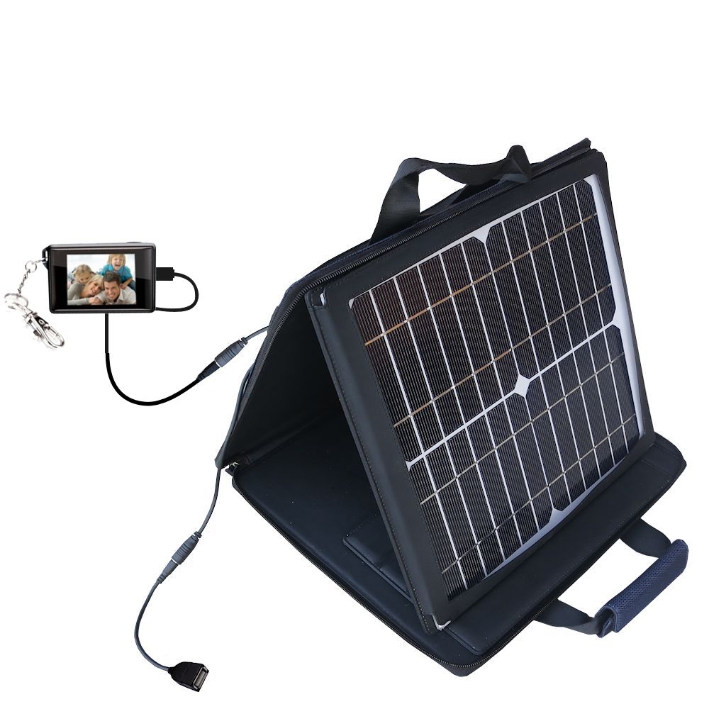 SunVolt Solar Charger compatible with the Coby DP180 keychain frame and one other device - charge from sun at wall outlet-like speed