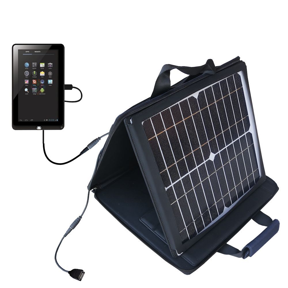 SunVolt Solar Charger compatible with the Coby Kyros MID 1042 and one other device - charge from sun at wall outlet-like speed