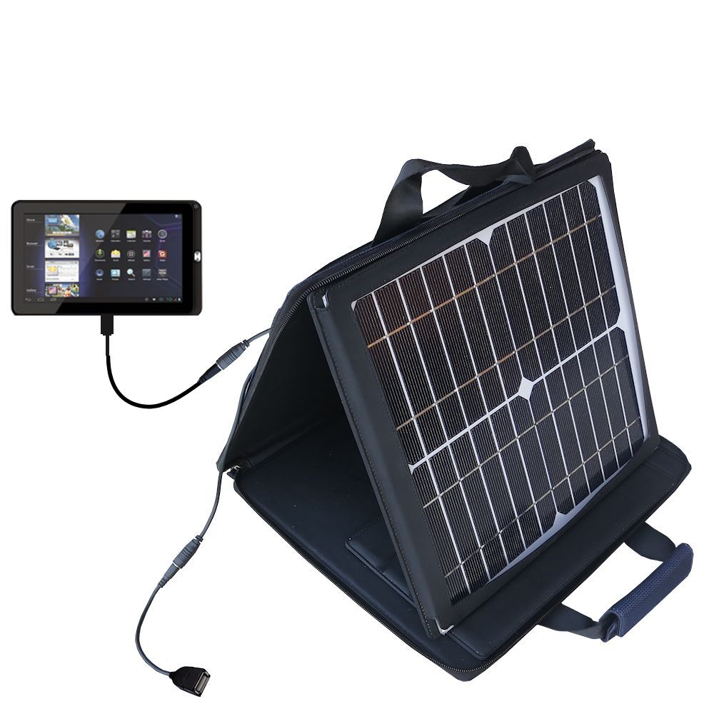 SunVolt Solar Charger compatible with the Coby Kyros MID 1045 and one other device - charge from sun at wall outlet-like speed