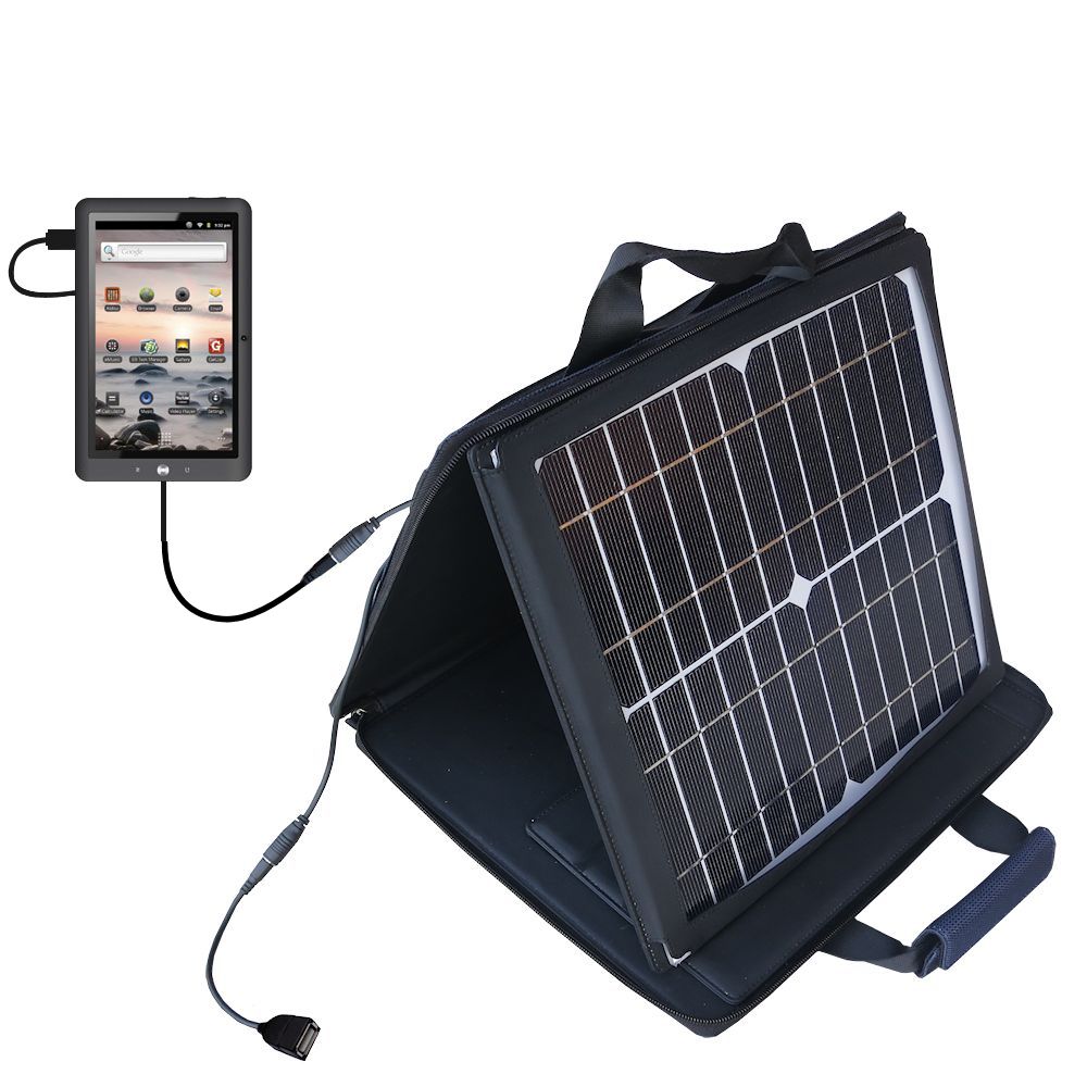 SunVolt Solar Charger compatible with the Coby Kyros MID 1048 and one other device - charge from sun at wall outlet-like speed