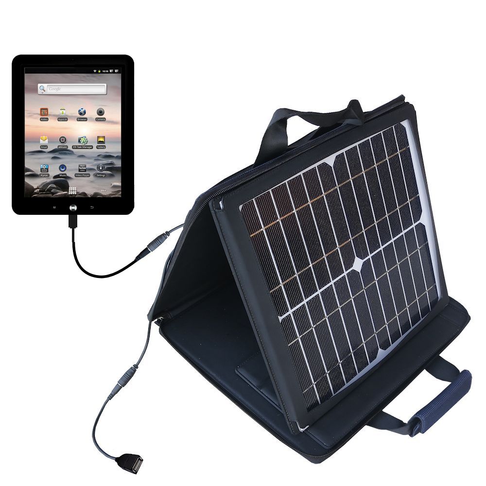 SunVolt Solar Charger compatible with the Coby Kyros MID8120 and one other device - charge from sun at wall outlet-like speed