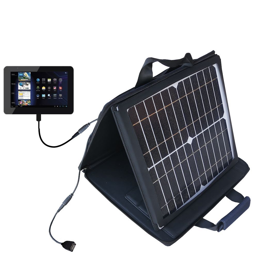 SunVolt Solar Charger compatible with the Coby KYROS MID9042 and one other device - charge from sun at wall outlet-like speed