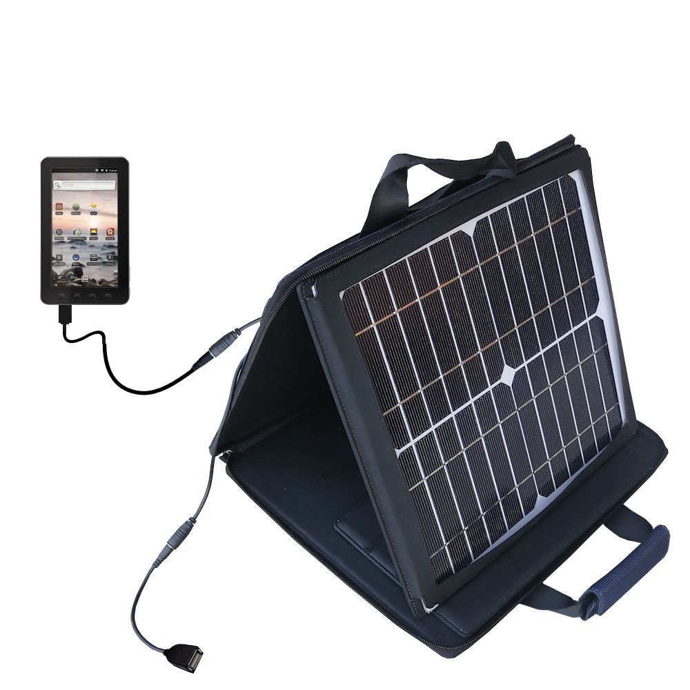 SunVolt Solar Charger compatible with the Coby KYROS MID7012 and one other device - charge from sun at wall outlet-like speed