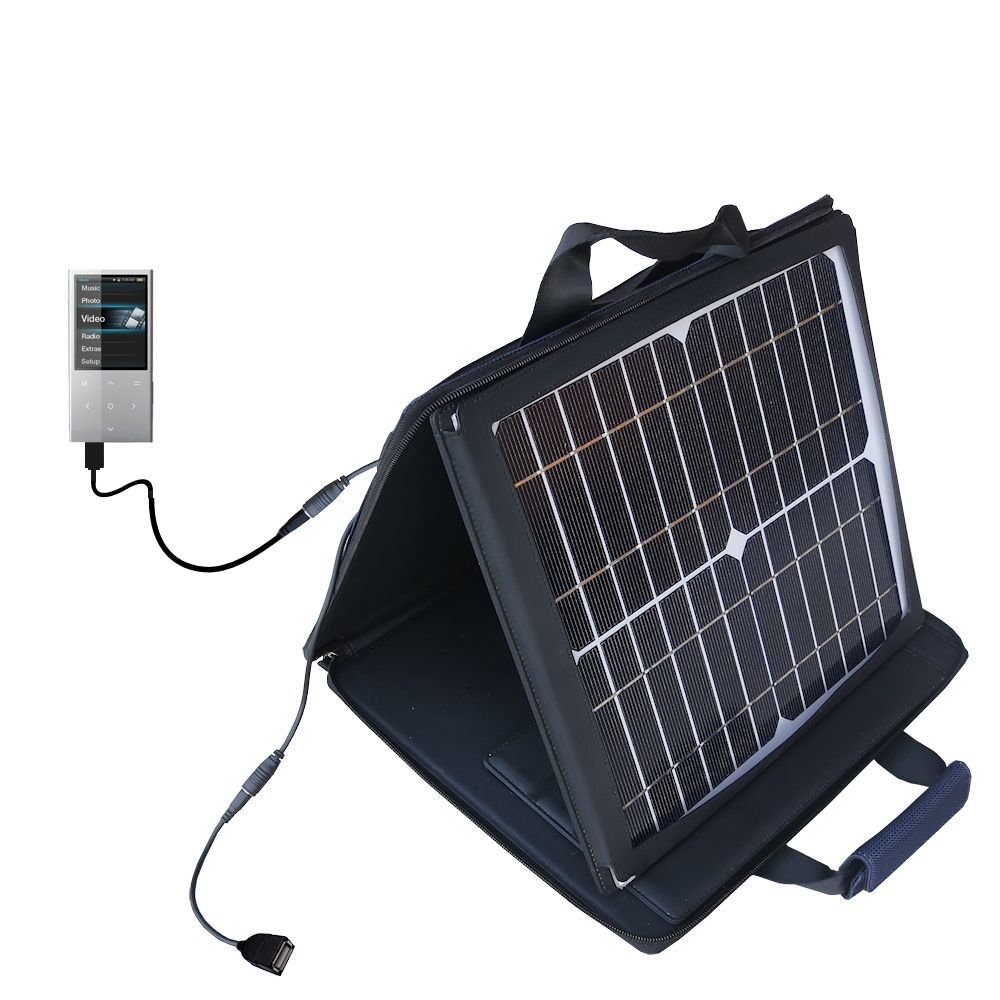 SunVolt Solar Charger compatible with the Coby MP757 and one other device - charge from sun at wall outlet-like speed