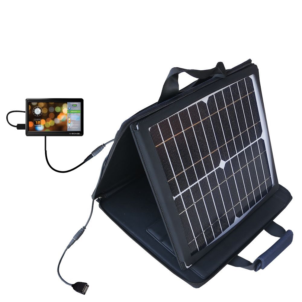 SunVolt Solar Charger compatible with the Coby MP957 and one other device - charge from sun at wall outlet-like speed