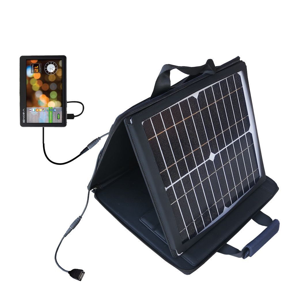 SunVolt Solar Charger compatible with the Coby MP977 and one other device - charge from sun at wall outlet-like speed