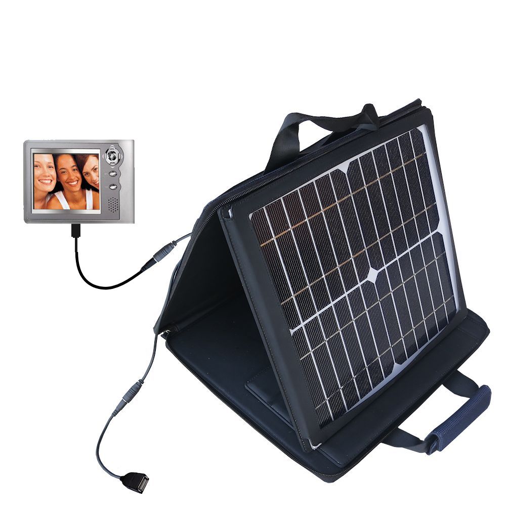 SunVolt Solar Charger compatible with the Coby PMP-3520 3521 and one other device - charge from sun at wall outlet-like speed