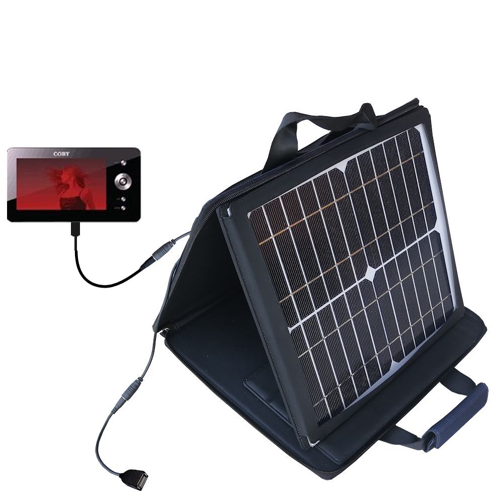 SunVolt Solar Charger compatible with the Coby PMP-4330 4320 and one other device - charge from sun at wall outlet-like speed