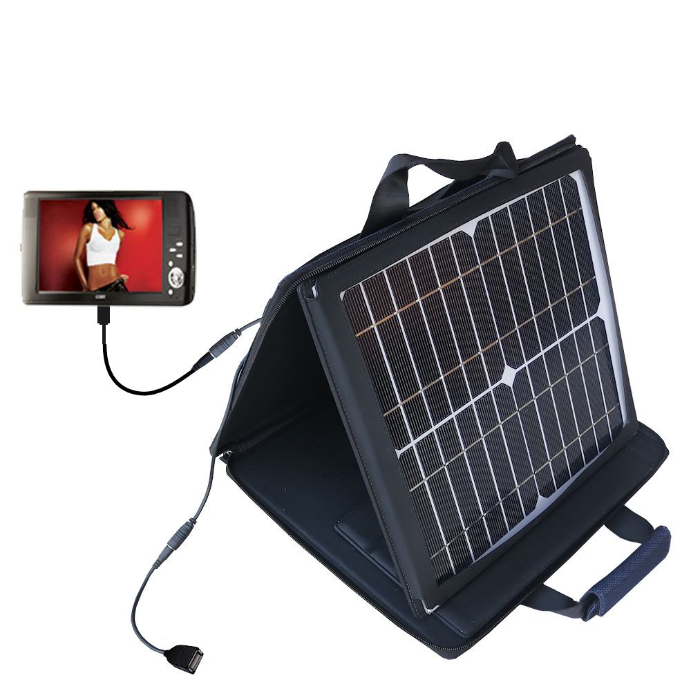 Gomadic SunVolt High Output Portable Solar Power Station designed for the Coby PMP-7041 - Can charge multiple devices with outlet speeds