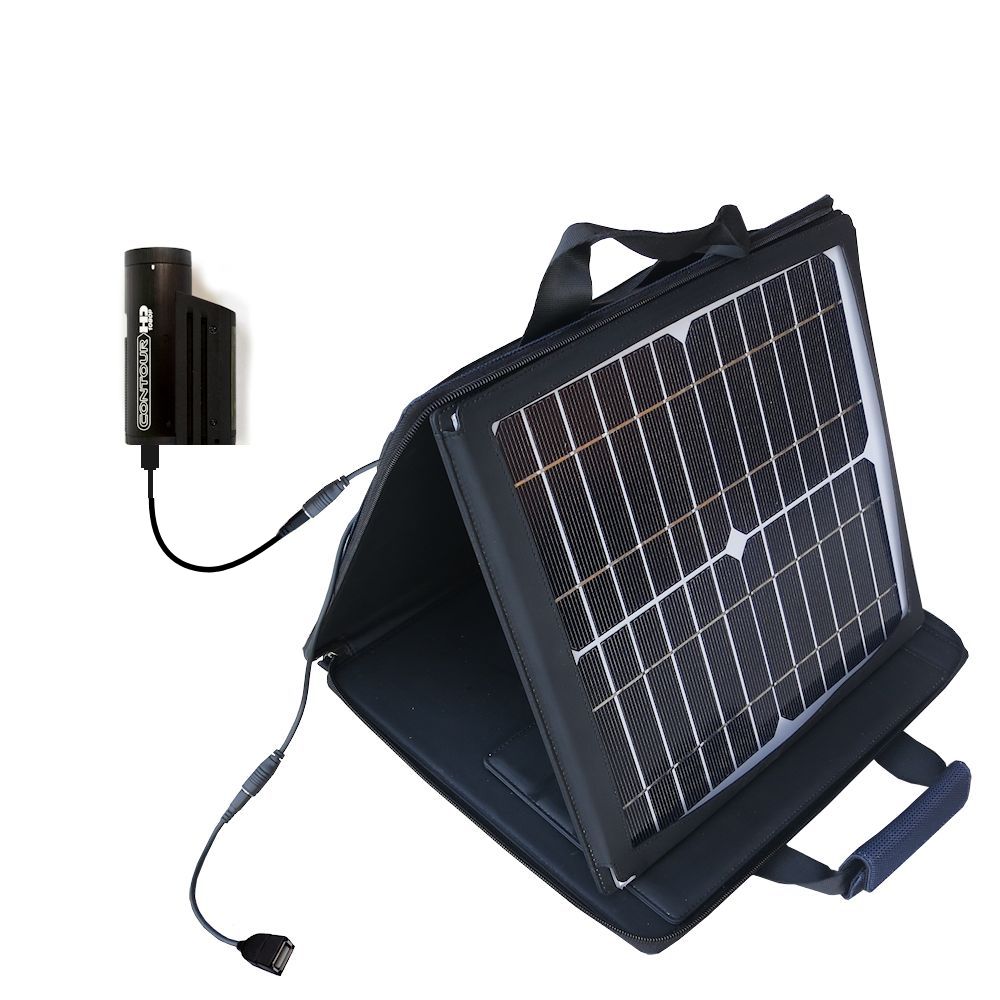 SunVolt Solar Charger compatible with the Contour HD / GPS / Plus / 2 / ROAM2 and one other device - charge from sun at wall outlet-like speed