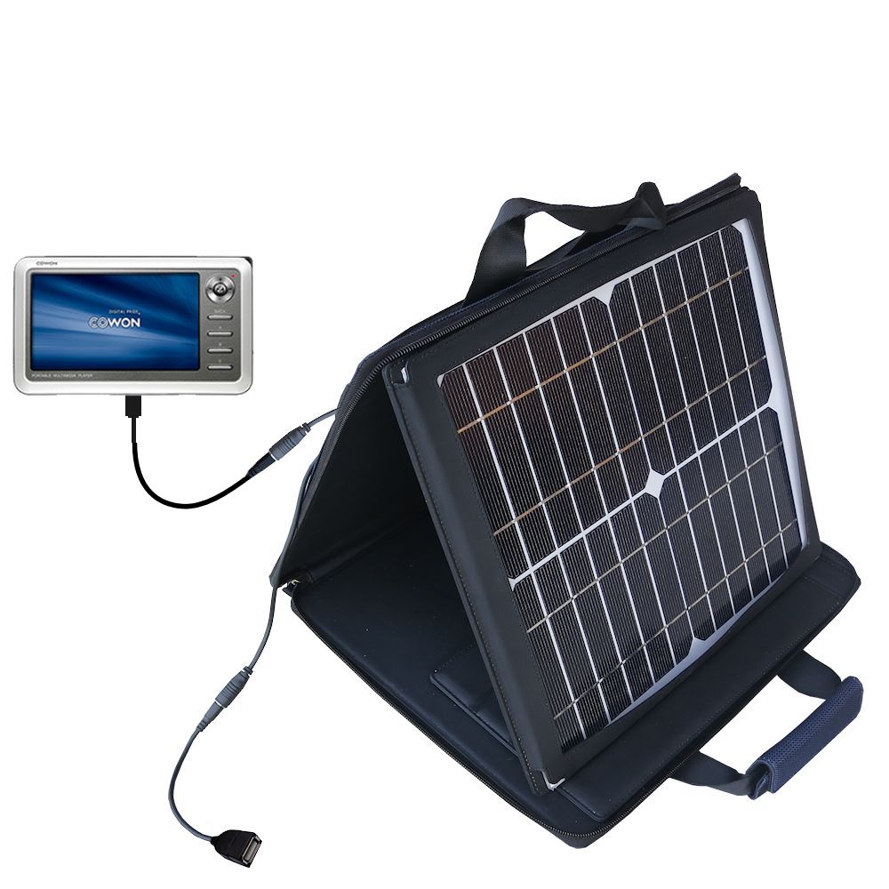 SunVolt Solar Charger compatible with the Cowon iAudio A2 Portable Media Player and one other device - charge from sun at wall outlet-like speed