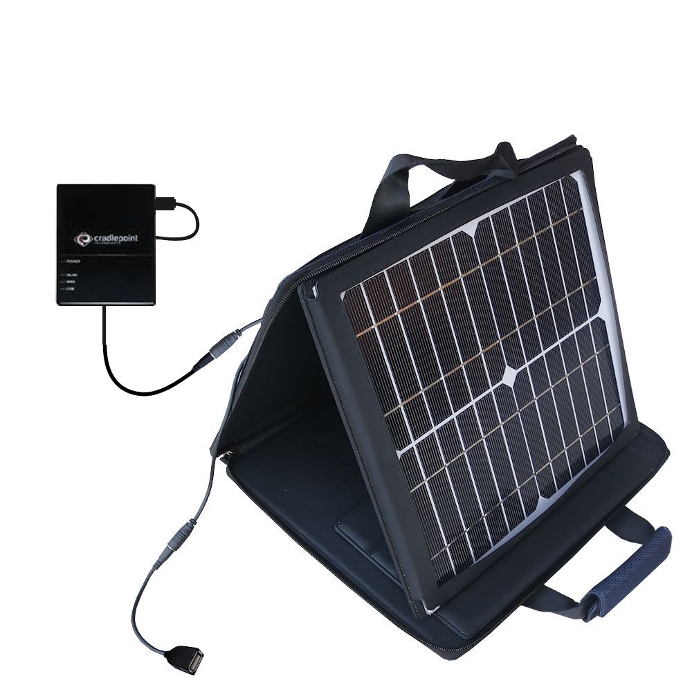Gomadic SunVolt High Output Portable Solar Power Station designed for the Cradlepoint CTR350 Cellular Travel Router - Can charge multiple devices with outlet speeds