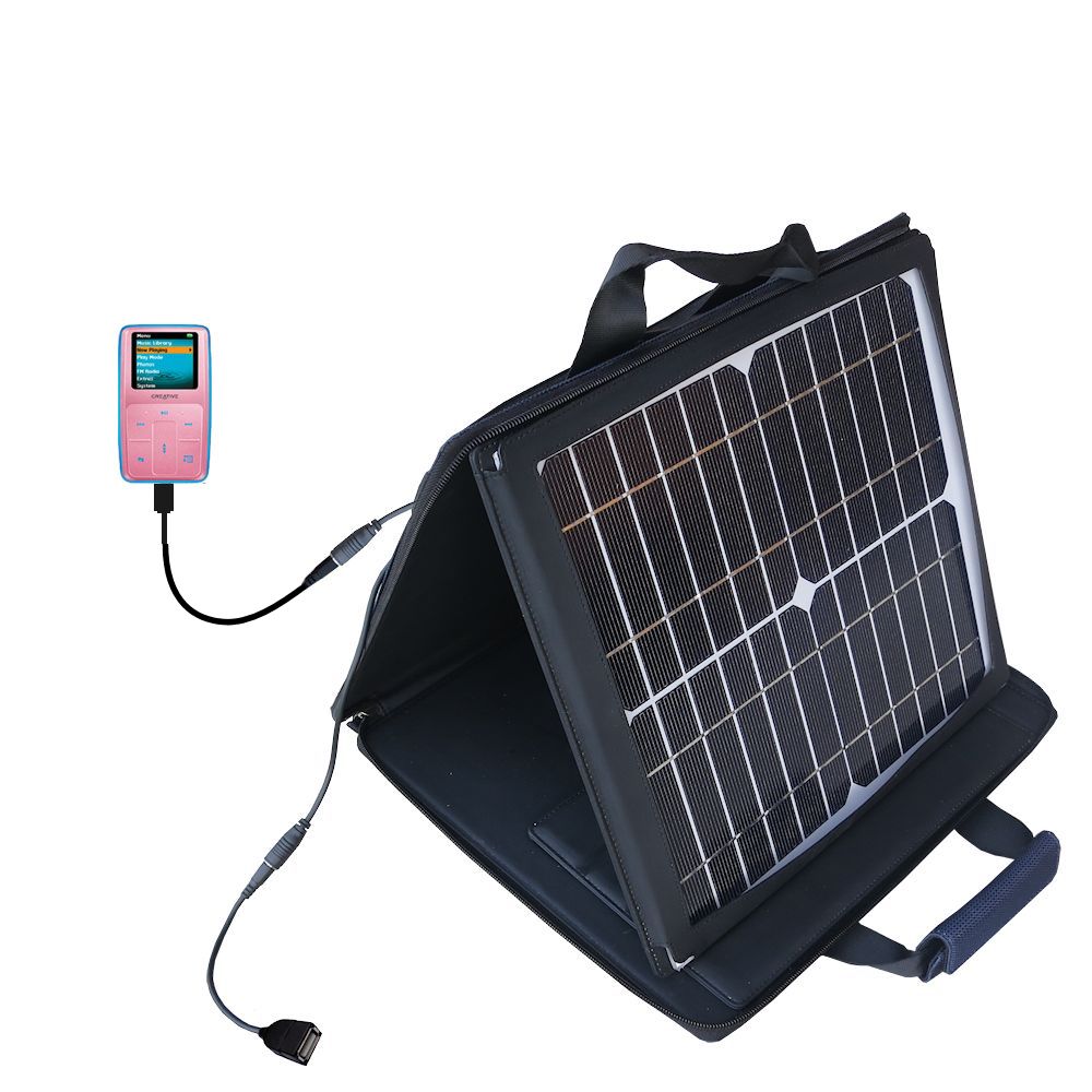 SunVolt Solar Charger compatible with the Creative Zen MicroPhoto and one other device - charge from sun at wall outlet-like speed
