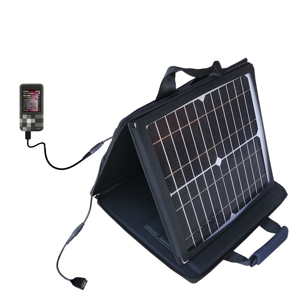 SunVolt Solar Charger compatible with the Creative ZEN Mozaic EZ100 and one other device - charge from sun at wall outlet-like speed