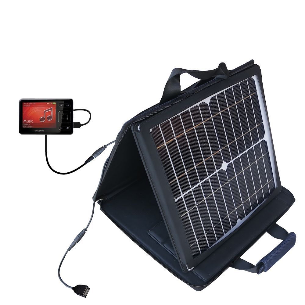SunVolt Solar Charger compatible with the Creative ZEN MX SE and one other device - charge from sun at wall outlet-like speed