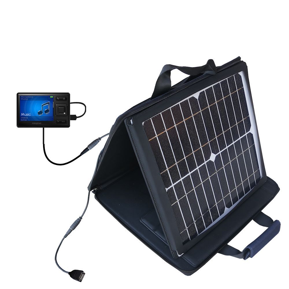 SunVolt Solar Charger compatible with the Creative Zen MX and one other device - charge from sun at wall outlet-like speed