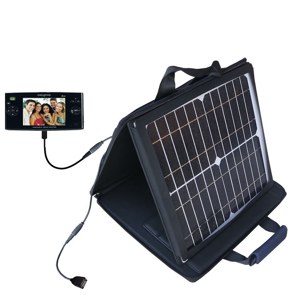 SunVolt Solar Charger compatible with the Creative Zen Portable Media Center and one other device - charge from sun at wall outlet-like speed