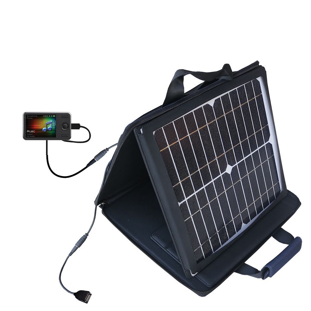 SunVolt Solar Charger compatible with the Creative Zen X-Fi Style and one other device - charge from sun at wall outlet-like speed
