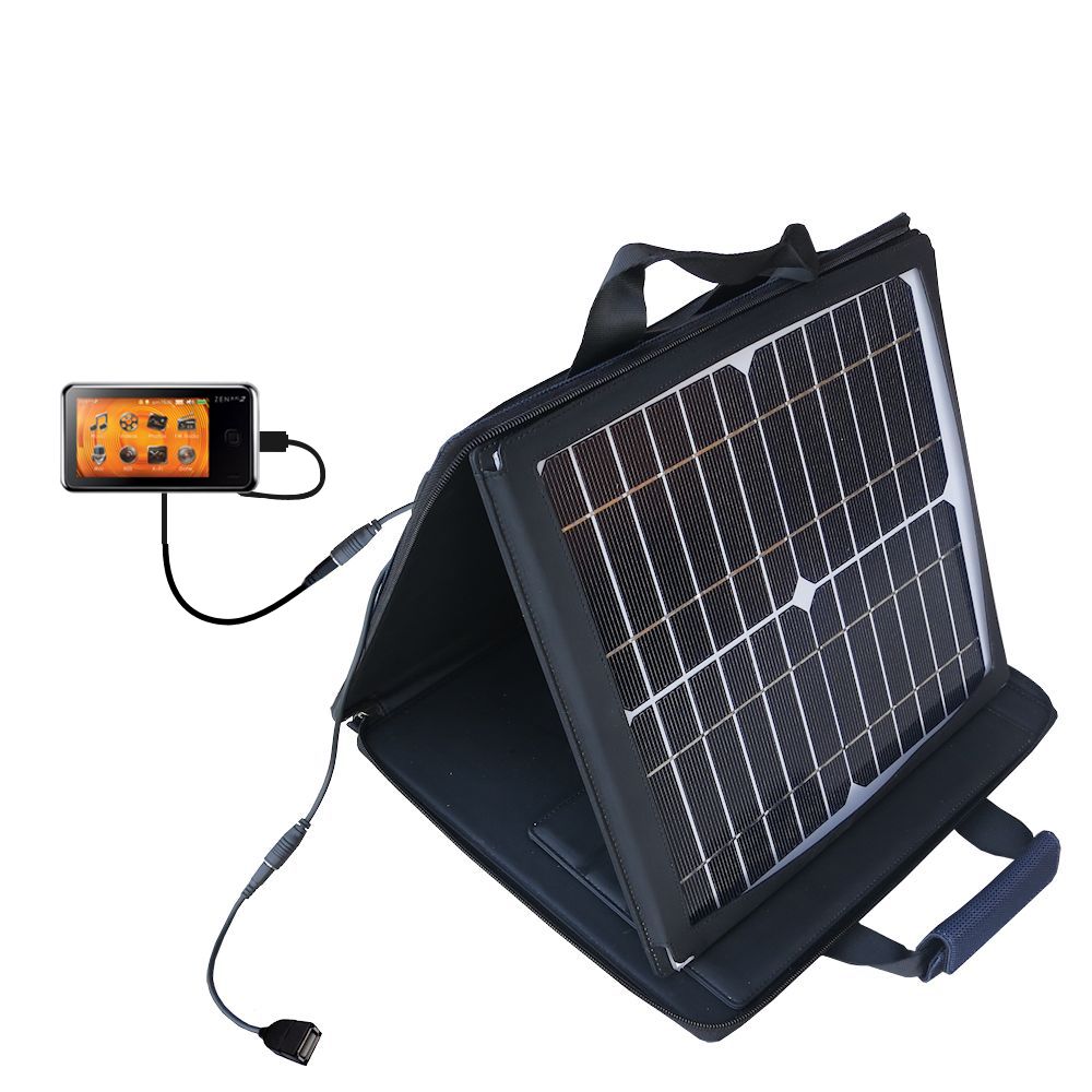 SunVolt Solar Charger compatible with the Creative Zen X-Fi2 Deluxe and one other device - charge from sun at wall outlet-like speed