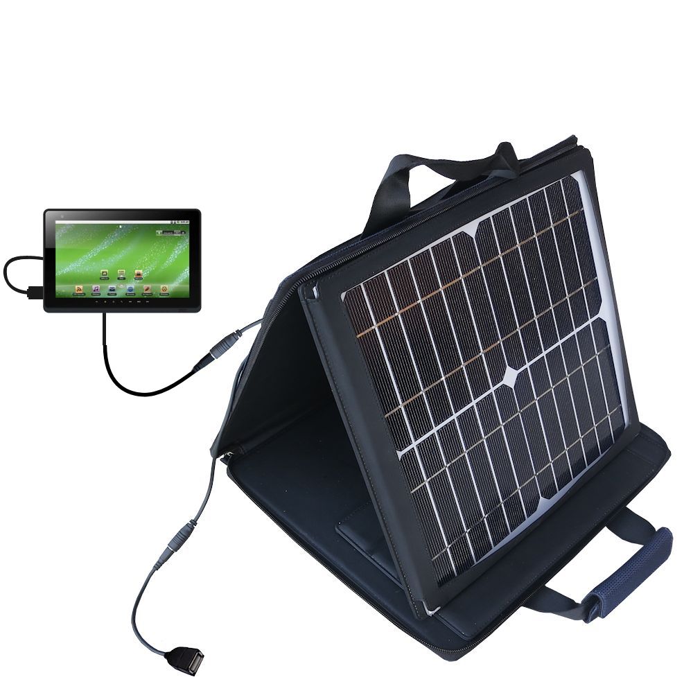 SunVolt Solar Charger compatible with the Creative ZiiO 10 and one other device - charge from sun at wall outlet-like speed