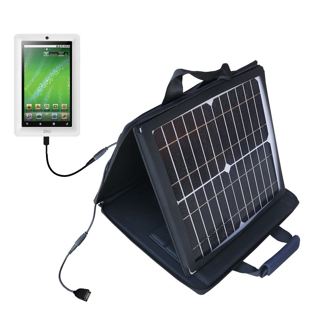 SunVolt Solar Charger compatible with the Creative ZiiO 7 and one other device - charge from sun at wall outlet-like speed