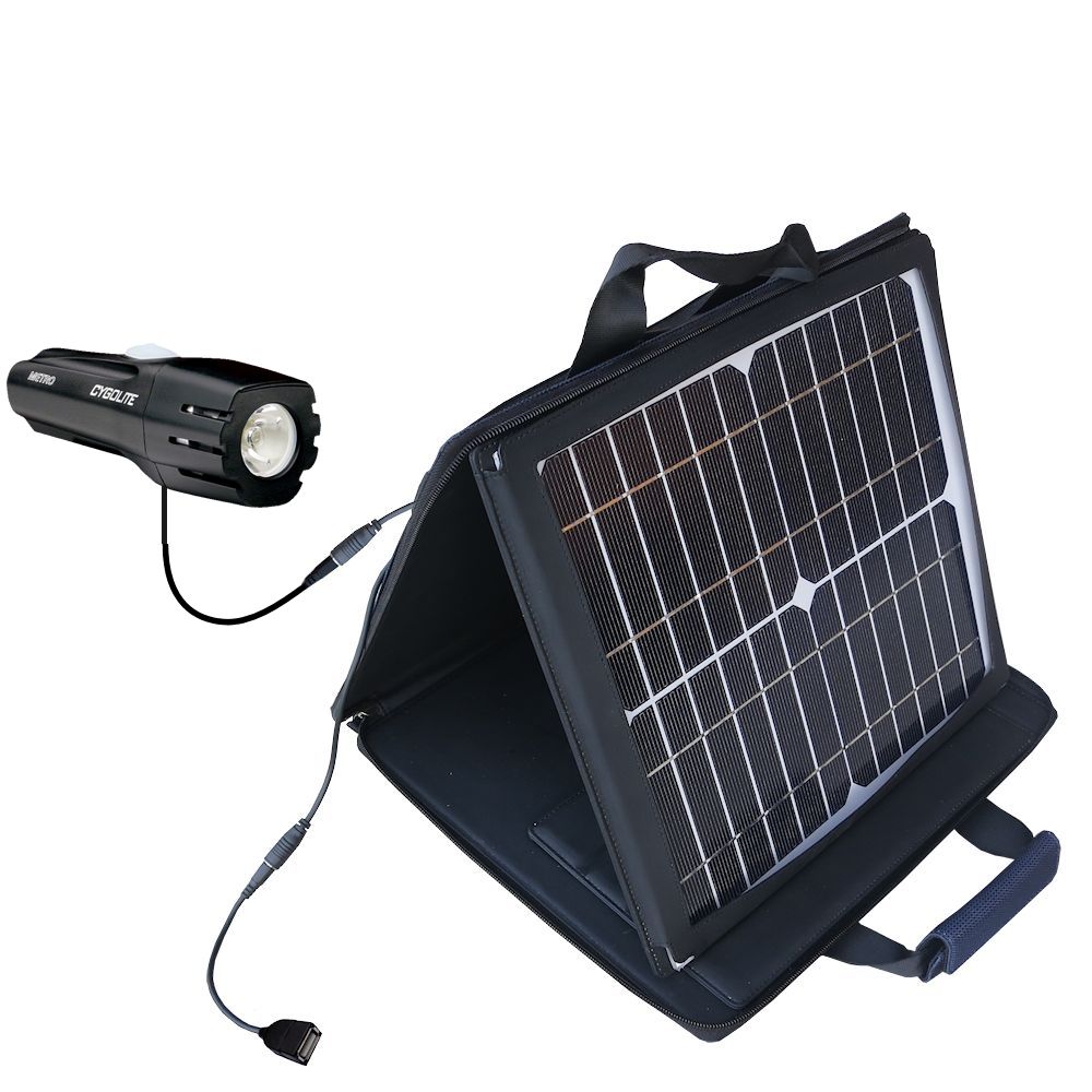 Gomadic SunVolt High Output Portable Solar Power Station designed for the Cygolite Metro 300 / 360 - Can charge multiple devices with outlet speeds