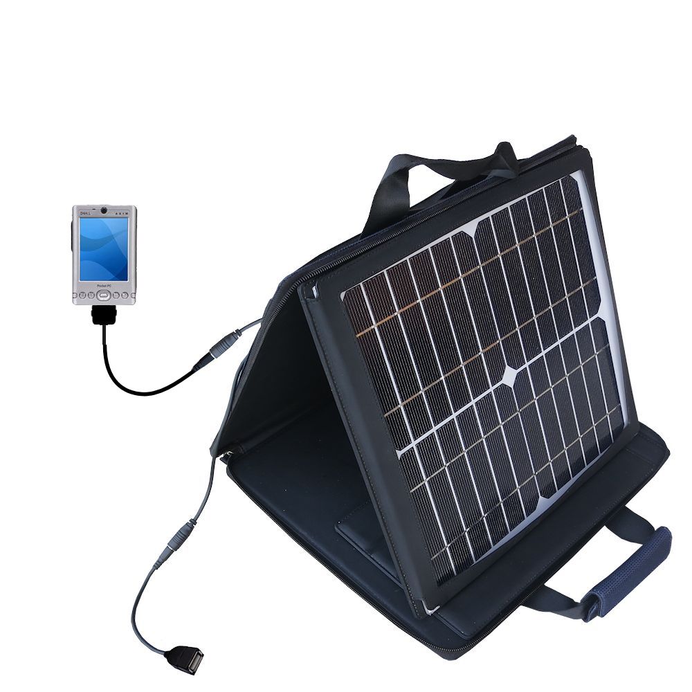 SunVolt Solar Charger compatible with the Dell Axim x30 and one other device - charge from sun at wall outlet-like speed