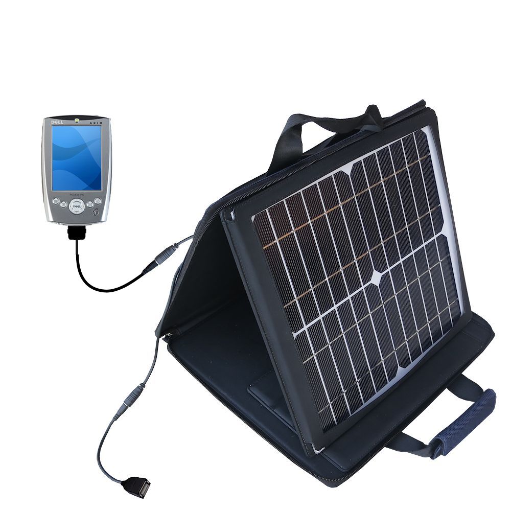 SunVolt Solar Charger compatible with the Dell Axim x5 and one other device - charge from sun at wall outlet-like speed