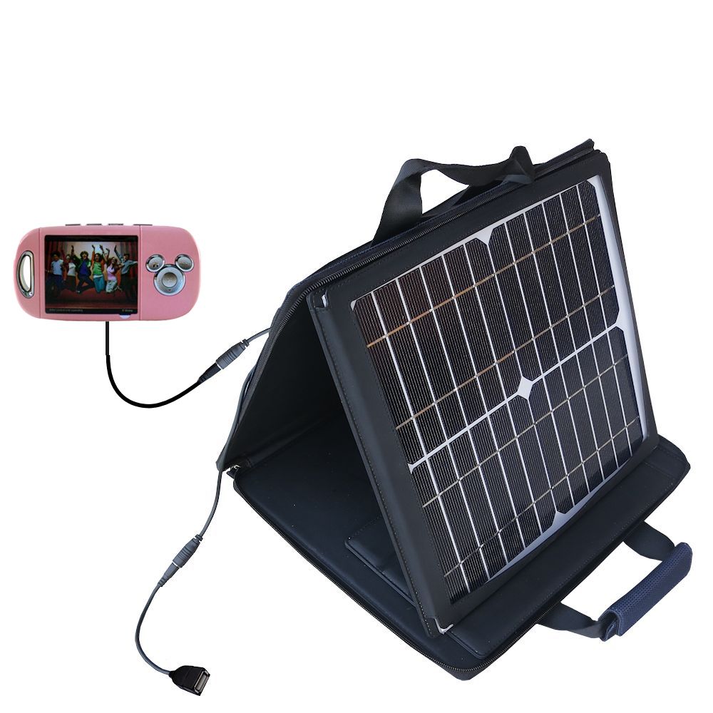 SunVolt Solar Charger compatible with the Disney High School Musical Mix Max Player DS19005 and one other device - charge from sun at wall outlet-like speed