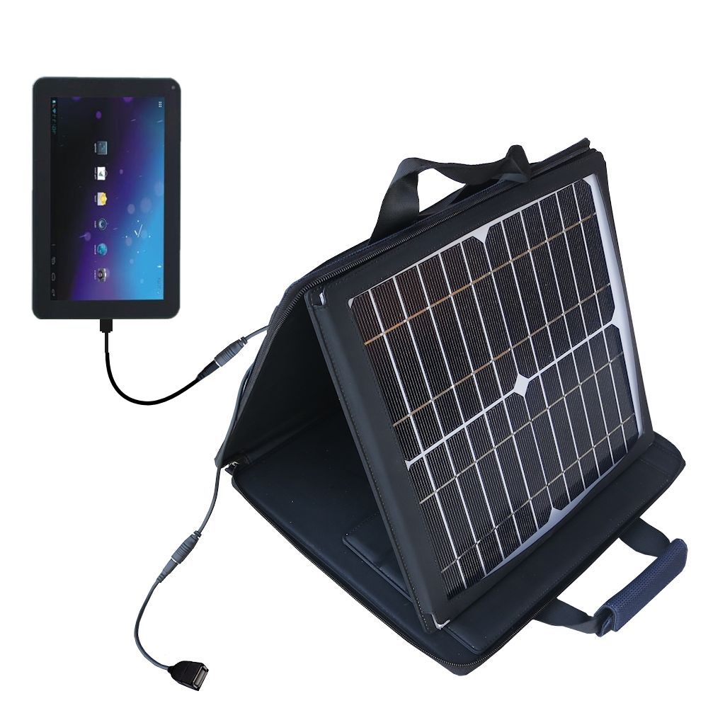 Gomadic SunVolt High Output Portable Solar Power Station designed for the Double Power M975 9 inch tablet - Can charge multiple devices with outlet speeds