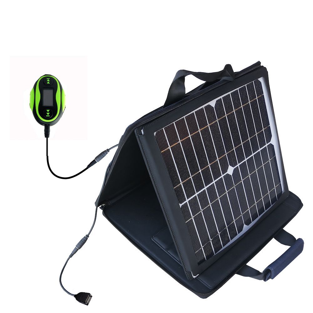 SunVolt Solar Charger compatible with the EGOMAN Waterproof MP3 Player and one other device - charge from sun at wall outlet-like speed