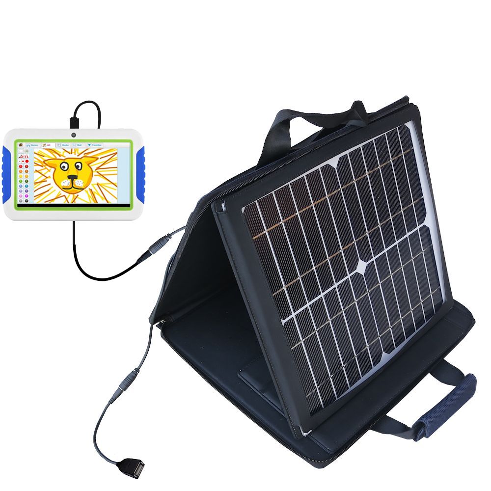 SunVolt Solar Charger compatible with the Ematic FunTab Mini (FTABM) and one other device - charge from sun at wall outlet-like speed